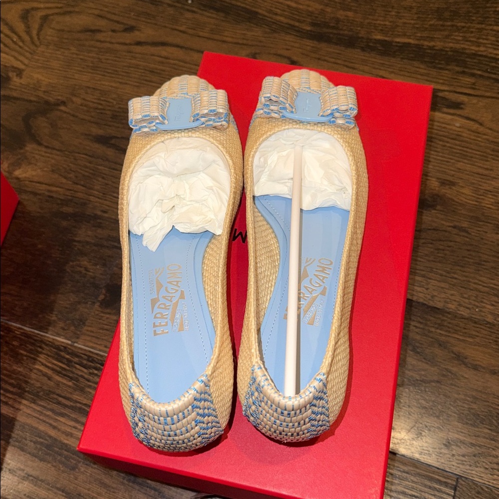 Salvatore Ferragamo Vara 30mm Raffia Pumps In - Picture 3 of 6